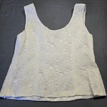 JS Boutique White Formal Tank Top Preppy Beaded Lace Scoop Neck Zip Women Size L - £9.04 GBP