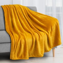 Pavilia Mustard Yellow Fleece Throw Blanket For Couch, Gold Soft Fuzzy, 50X60 - $31.99