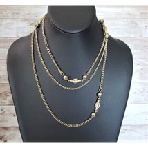 Vintage Necklace - Long Gold Tone Can Be Layered Statement Necklace - £10.97 GBP