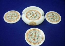 Marble Coaster Set Inlay Pietra Dura Art Semi Precious Stone Home Decor ... - $4,880.00 MXN
