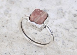 AAR Jewels Handmade Unique 925 Sterling Silver Raw Gemstone Pink Lace Agate Ring - £18.96 GBP
