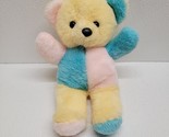 Vintage Dan Dee Pastel Color-Block Yellow Blue Pink Teddy Bear Plush 12&quot; - $61.38 CAD