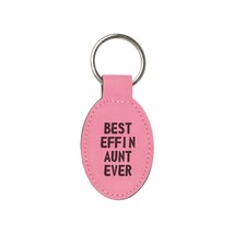 Funny Aunt Gifts Best Effin Aunt Ever Engraved Leatherette Keychain for Women - £8.71 GBP