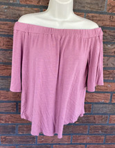 Dusty Rose Off The Shoulder Cropped Top Small Stretch Blouse Tie Back Neck Flowy - £5.25 GBP