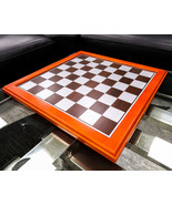 15&quot;X15&quot; Redwood Trim Chess Board With Black And Silver Silk Screen Inner... - $61.53 CAD