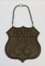 Route 66 Cast Iron Hanging Sign Americana Memorabilia Man Cave Garage Workshop - £19.77 GBP