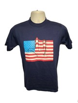 American Flag Peace Sign Adult Small Blue TShirt - £11.73 GBP