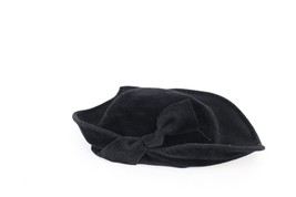 Vintage 30s 40s Faded Felt Wool Bowtie Hat Cap Black Womens 21&quot; - $49.45