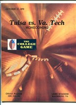 Tulsa Vs. Virginia TECH-10/17/1970-COLLEGE Football PROGRAM-LANE Stadium Fn - £70.55 GBP