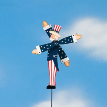 Patriotic Uncle Sam Wind Spinner Metal Arms Whirlybird Whirligig Wood Ya... - $11.22