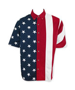 American Flag USA Button Up Dress Shirt Red - £19.91 GBP