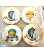 Williams Sonoma Montgolfière 4 Salad Plates Hot Air Balloons 3 Different... - £62.50 GBP