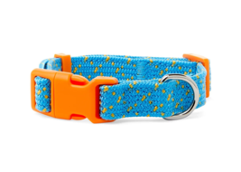 YOULY The Adventurer Teal &amp; Orange Webbed Nylon Dog Collar, Medium - £10.35 GBP