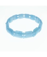 Blue Jade Stretch Bracelet Square &amp; Round Beads 10mm Estate Jewelry 2007 - $39.69 CAD