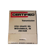 Certified Transmission Mishawaka, IN Vintage Matchbook - $3.87