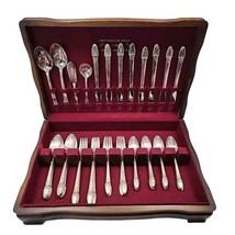 Vintage 1847 Rogers First Love 52 pc Silverplate Flatware  w Original Chest - £73.94 GBP