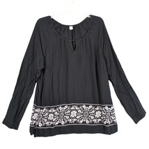 Old Navy Women&#39;s XL Black Flowy Boho Tunic Blouse Long Sleeve Top Whimsi... - $20.00