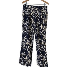 Ann Taylor LOFT Marisa Pants Linen Blend Blue Floral Print Flared Women&#39;... - £24.47 GBP
