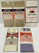 Vintage Fruit of the Loom Boiltex Trimtex Bias Tape Seam Binding Lot 5 Multicolo - £9.86 GBP