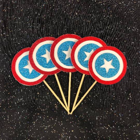 Captain America Cupcake Topper || Marvel Avengers CupCake Topper || Them... - $1.75