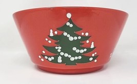 Waechtersbach 9&quot; Round Serving Bowl Red Christmas Tree Pattern West Germany U190 - £24.12 GBP