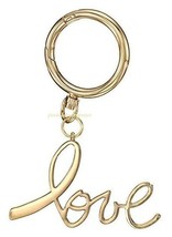 Breast Cancer Crusade Pink Hope Love Bag Charm Keychain Goldtone ~NEW in Package - £7.80 GBP