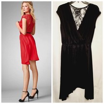 Victoria&#39;s Secret VS Satin Lace Faux Wrap Black Dress Size Small - $29.00