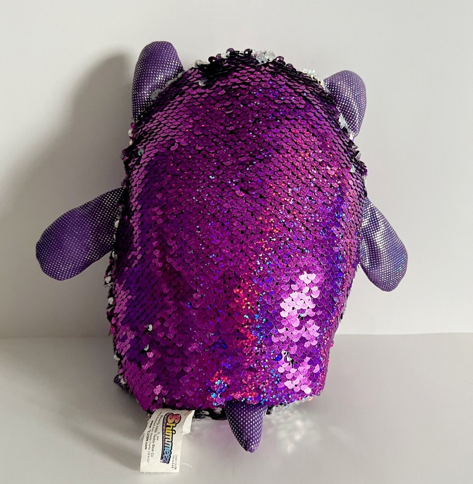 Shimmeez Owl Sequin Reversible Purple Silver Plush Stuffed Animal 8" PLSHY1 Item image 4