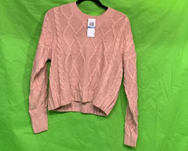 Ultra Flirt Juniors&#39; Cable-Knit Sweater Peach Beige Med. - £14.21 GBP