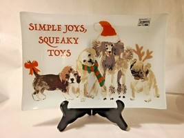 Tag Living Holiday Themed Dogs Glass Rectangular Serving Platter Tray - $25.99