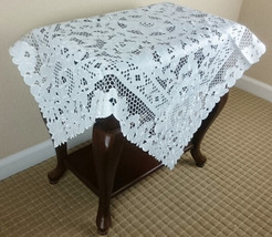 White 33&quot;&quot; Square Polyester Cutwork Embroidery Tablecloth Coffee Side En... - $48.00