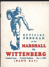 MARSHALL VS. WITTENBERG-1930-COLLEGE FOOTBALL PROGRAM - £170.02 GBP