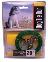 PDQ Green / Silver Vinyl Coated Cable Dog Tie Out Small 20 ft Q222000099 - $9.95