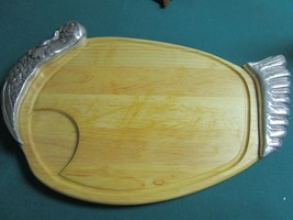 WINSOME large TRAY WOOD AND SILVERPLATE TURKEY SHAPE  25 X 16 - £67.26 GBP