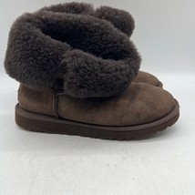 Ugg Bailey Button Womens Brown Suede Faux Fur Pull On Snow Boots Size 8 - £31.15 GBP