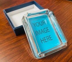 NEW Customizable Glass Square Ashtray  4&quot; x 3&quot; Smoking Holder W/ Giftbox - £21.24 GBP