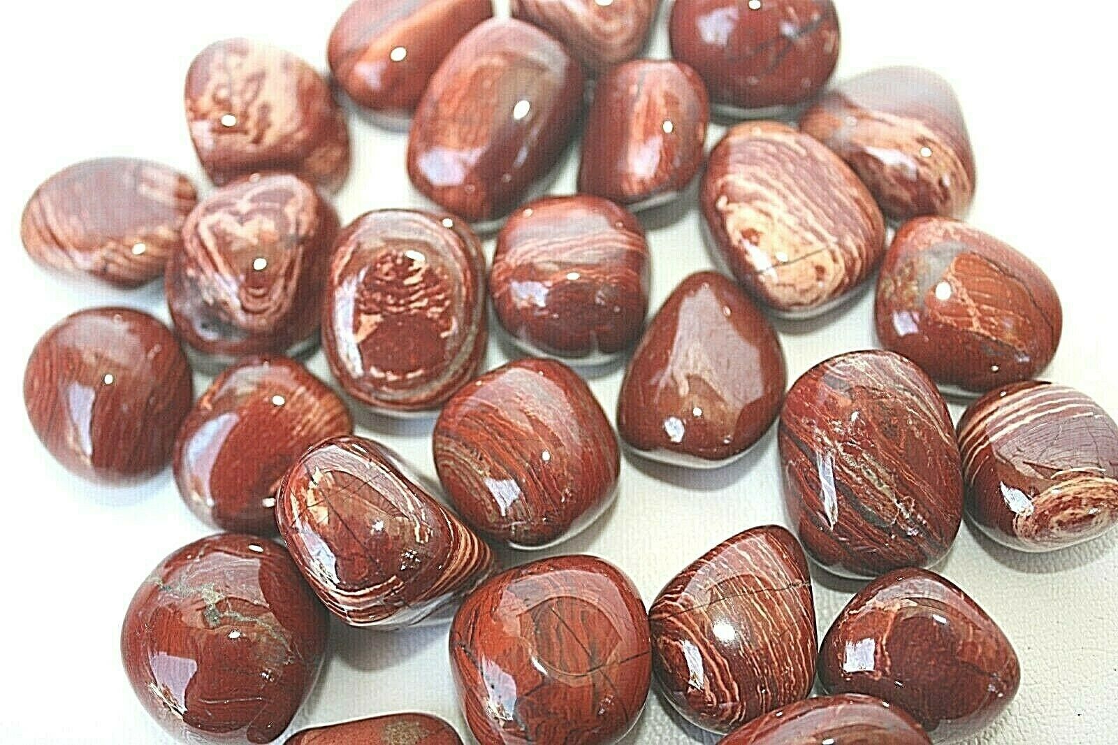 One Red Striped Jasper Tumbled Stone 20-25mm Shamans Healing Crystal Pro... - $1.67