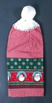 Crochet Top Red Gingham Plaid Santa Claus Christmas Towel Holiday Cottag... - £3.09 GBP