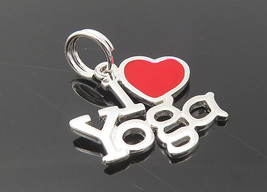 925 Sterling Silver - Shiny Enamel Detail I Love Yoga Drop Pendant - PT9100 - £17.09 GBP