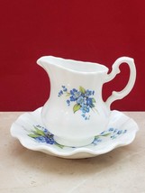 Jubilee Fine Bone China Creamer Jug and Saucer Blue Flowers - £11.26 GBP