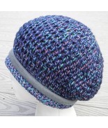  Beautiful Dark Ocean Blue Small Size Crocheted Beanie - Handmade by Mic... - £26.07 GBP
