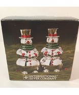 International Silver Co Holiday Cheer Red Green Snowmen Salt &amp; Pepper Sh... - $17.21