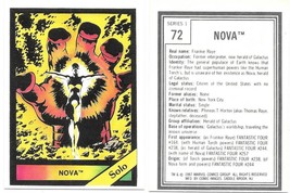 Marvel Universe Series 1 Trading Card #72 Nova 1987 Comic Images NEAR MINT - £13.62 GBP