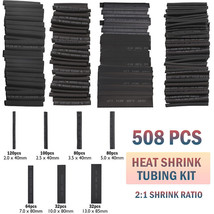 508Pcs Heat Shrink Tubing Insulation Shrinkable Tube 2:1 Wire Cable Slee... - £19.23 GBP