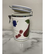 Fruit Ceramic Canister Jar Hinged Lid 9-1/4&quot; x 5.5&quot; Apple Cherry Berries... - $264.16 MXN