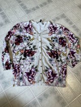 White House Black Market Women&#39;s White Floral Cardigan, Size Small Snap ... - £28.64 GBP