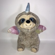 Sloth Unicorn Plush Slothicorn 11” Brown Tan w Rainbow Wings Horn Stuffed Animal - £10.38 GBP