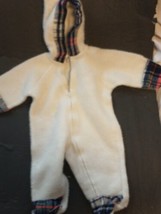 Vintage Quiltex Infant  Baby Warm Winter Coverall One Piece Furry plaid 16&quot; long - £4.74 GBP