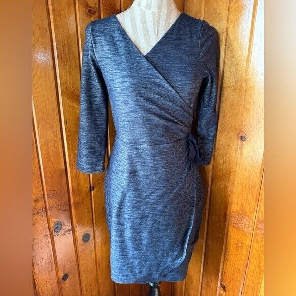 Limited faux wrap denim print dress size Small - $39.00