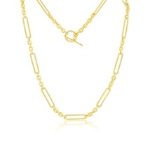 14K Yellow Gold, Rope Design Paperclip Toggle Necklace - £1,291.19 GBP